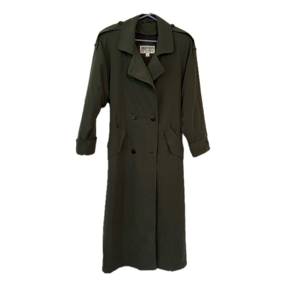longline Flowy Trench Dark Green Fully Lined (removable) Vintage from 80's